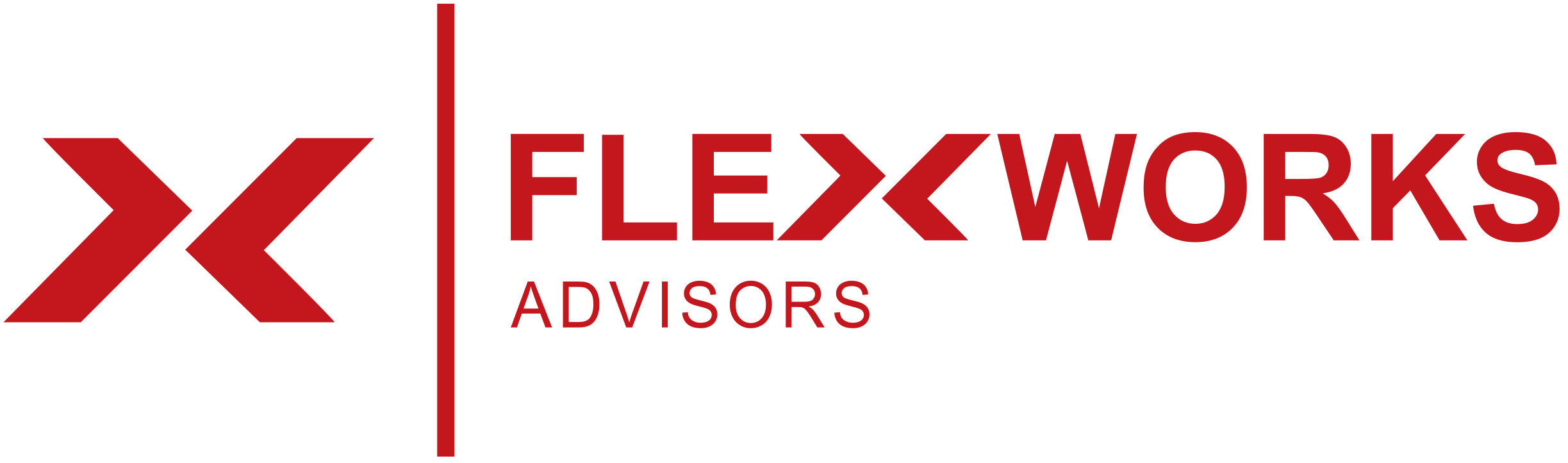 Logo for FlexWorks Advisors in black and red.