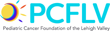 Logo of Pediatric Cancer Foundation of the Lehigh Valley with a colorful sun and crescent moon design.