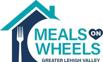 Logo for Meals on Wheels Greater Lehigh Valley with a house silhouette, a fork, and the text 'Meals on Wheels on Greater Lehigh Valley'.