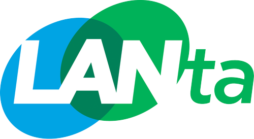 Logo with blue circle, green circle, and white text that reads 'LAN'ta'