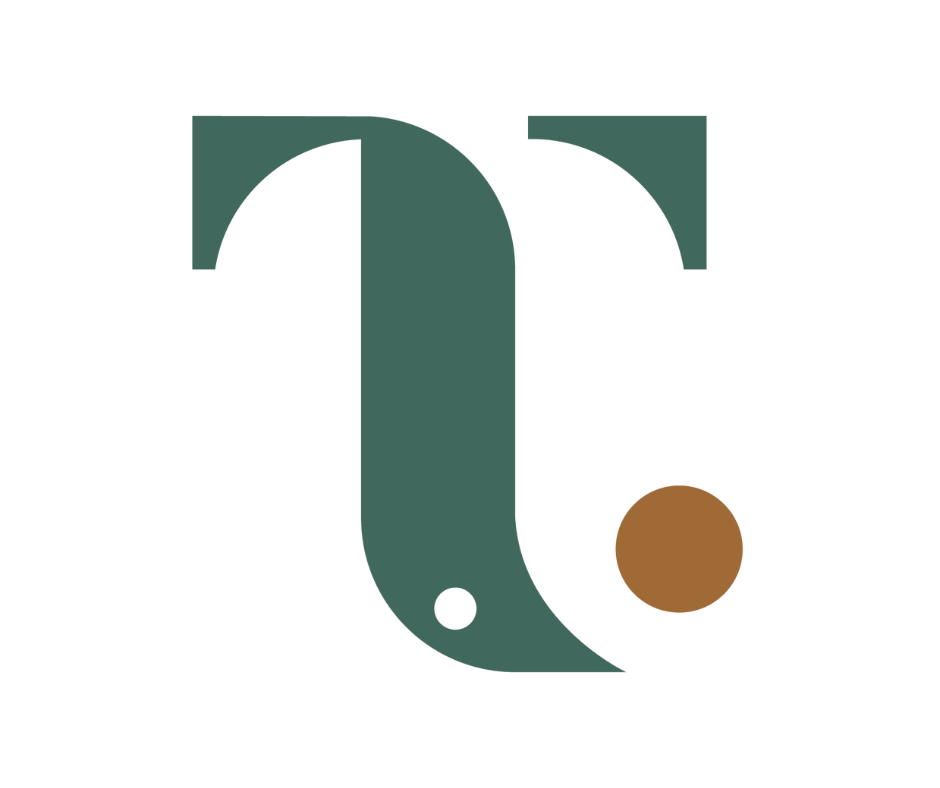 Stylized letter Q with a brown circle at the bottom right and a small black dot near the bottom left.