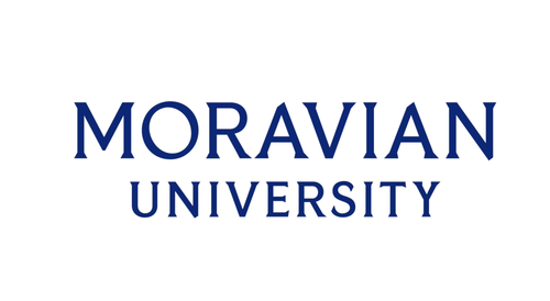 Moravian University logo in navy blue text on white background.