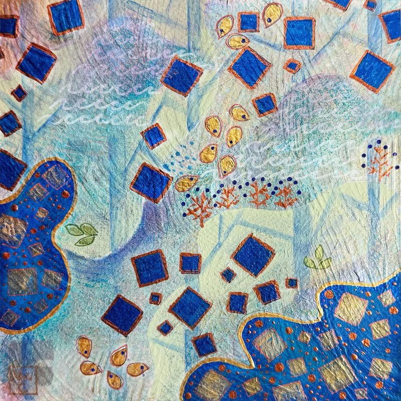 Crow Parade #6
Acrylics on paper
8" x 8"