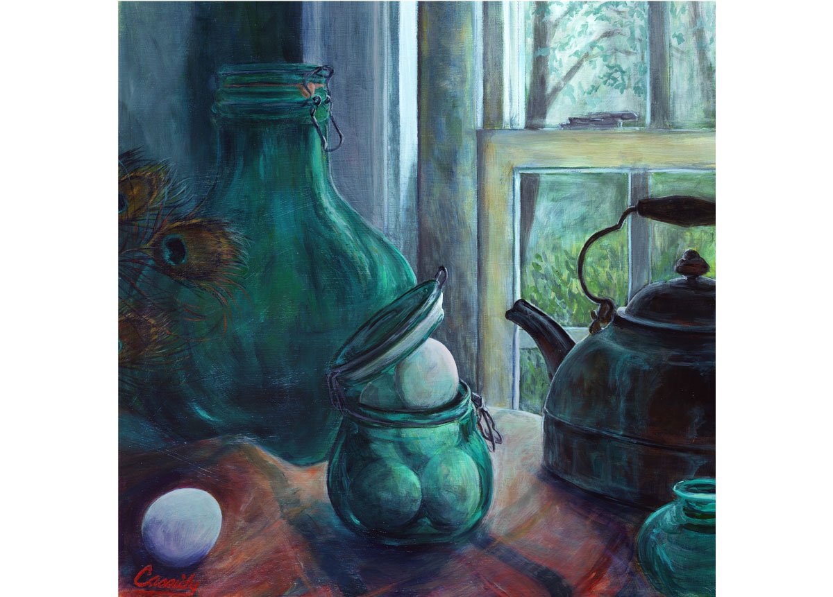 Green Glass and Verdigris Kettle (sold)