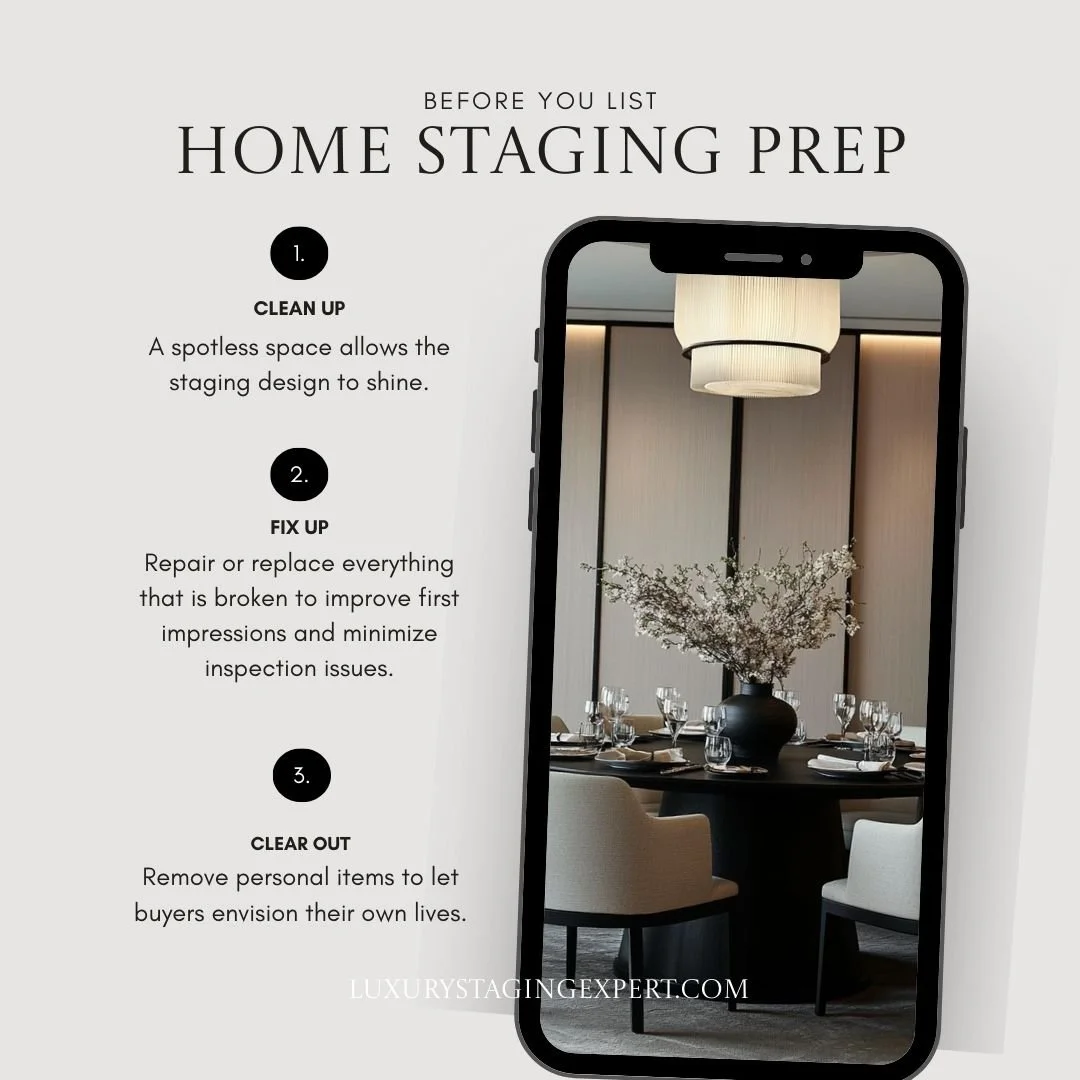✨ Before You List, Prep to Impress ✨
First impressions matter. Before your home hits the market, take these essential staging steps to elevate its appeal and attract the right buyers:
🧼 Clean Up &ndash; A spotless space lets great design shine 🔧 Fi