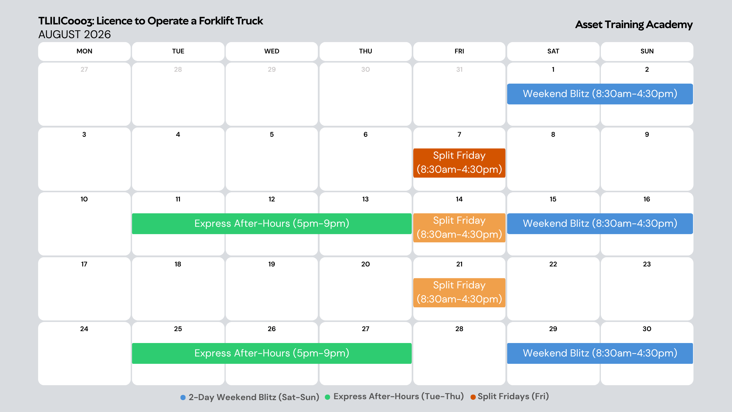 Weekend options for Forklift Licence in Townsville