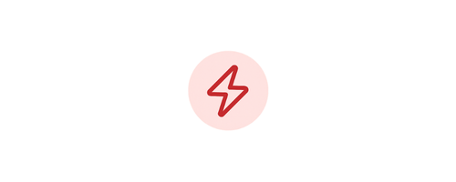 Red lightning bolt symbol inside a light pink circular background.