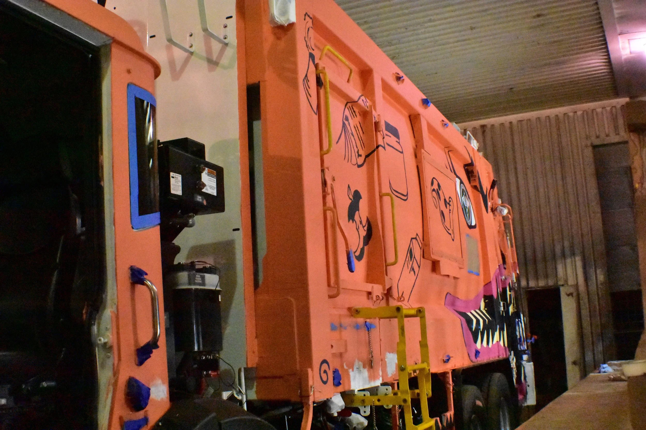 All paint was donated/recycled. I love this shade of orange!