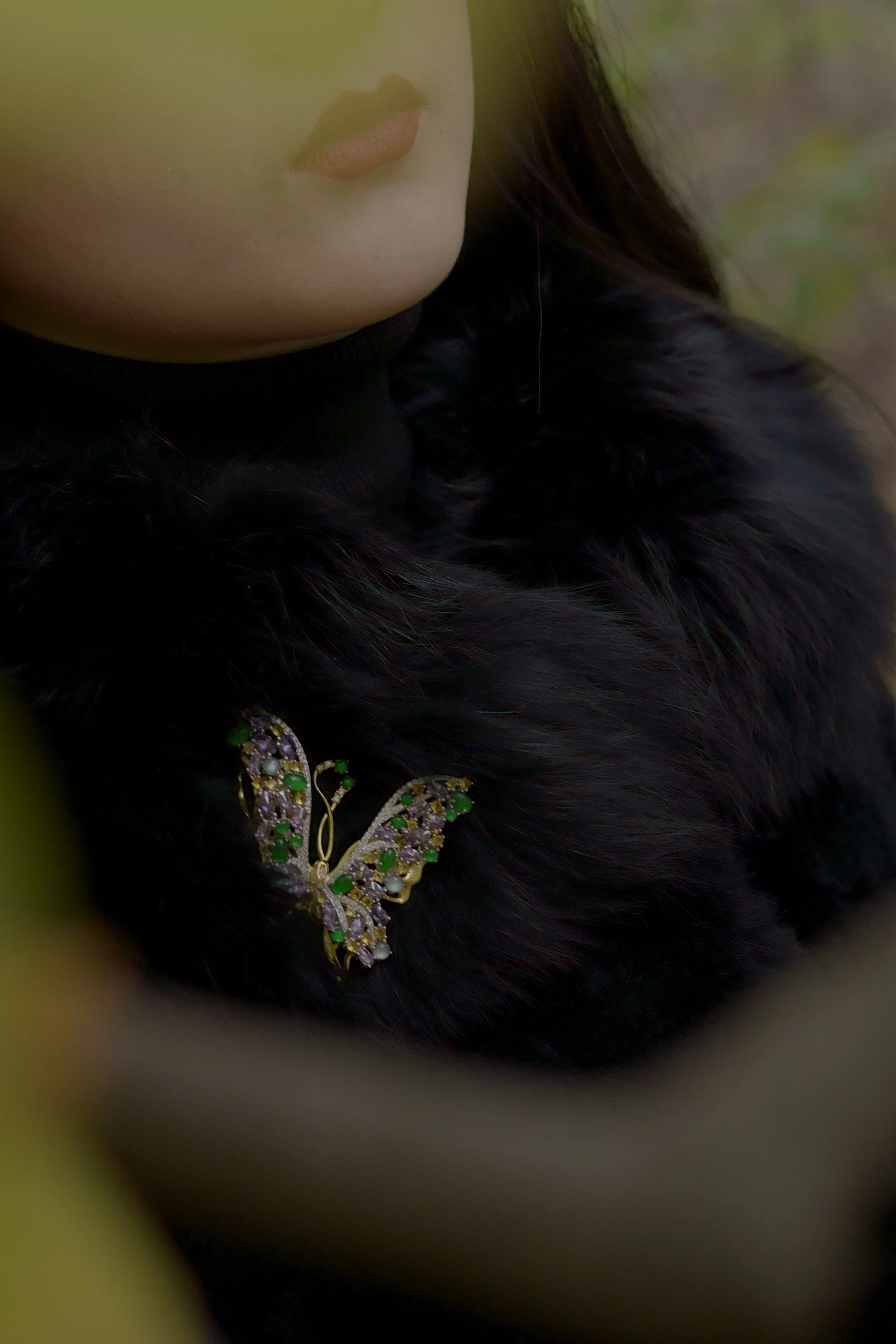 Natural Jadeite Butterfly Brooch