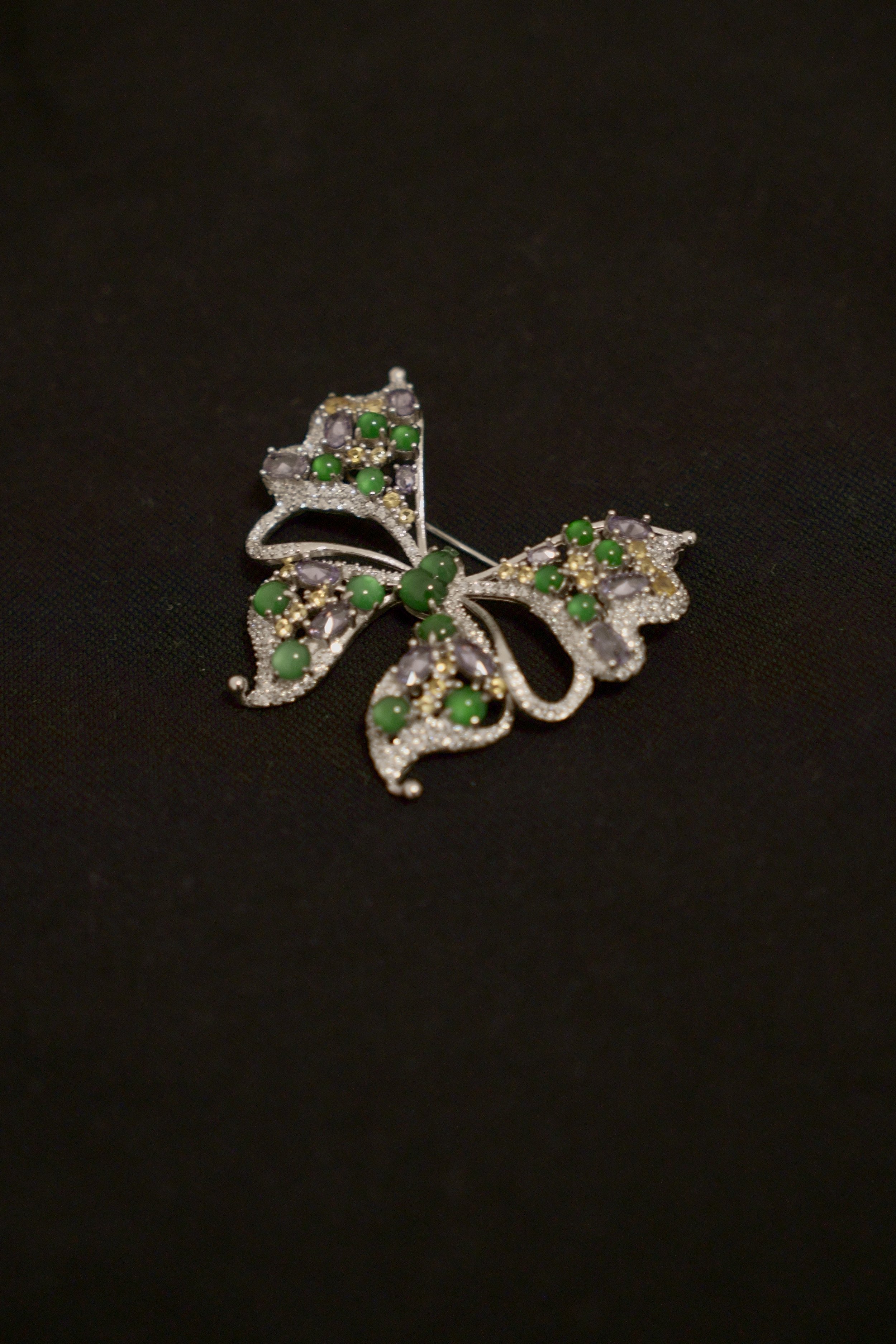 Natural Jadeite Butterfly Brooch
