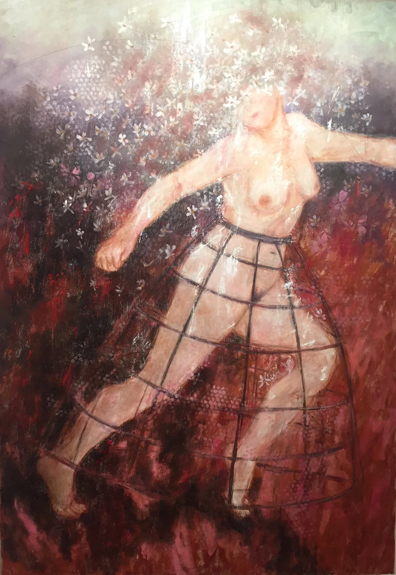 Ça sert à rien de s'évader,
Acrylique sur panneau de bois, 
2017 -152,4 cm x 76,2 cm (5 pieds x 106,68 pieds) 
*Disponible