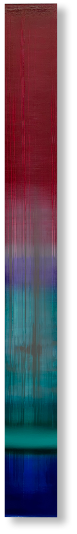 Fade into You - Colorful abstract digital art with vertical streaks of red, purple, teal, and blue  by Yahn LEstrange