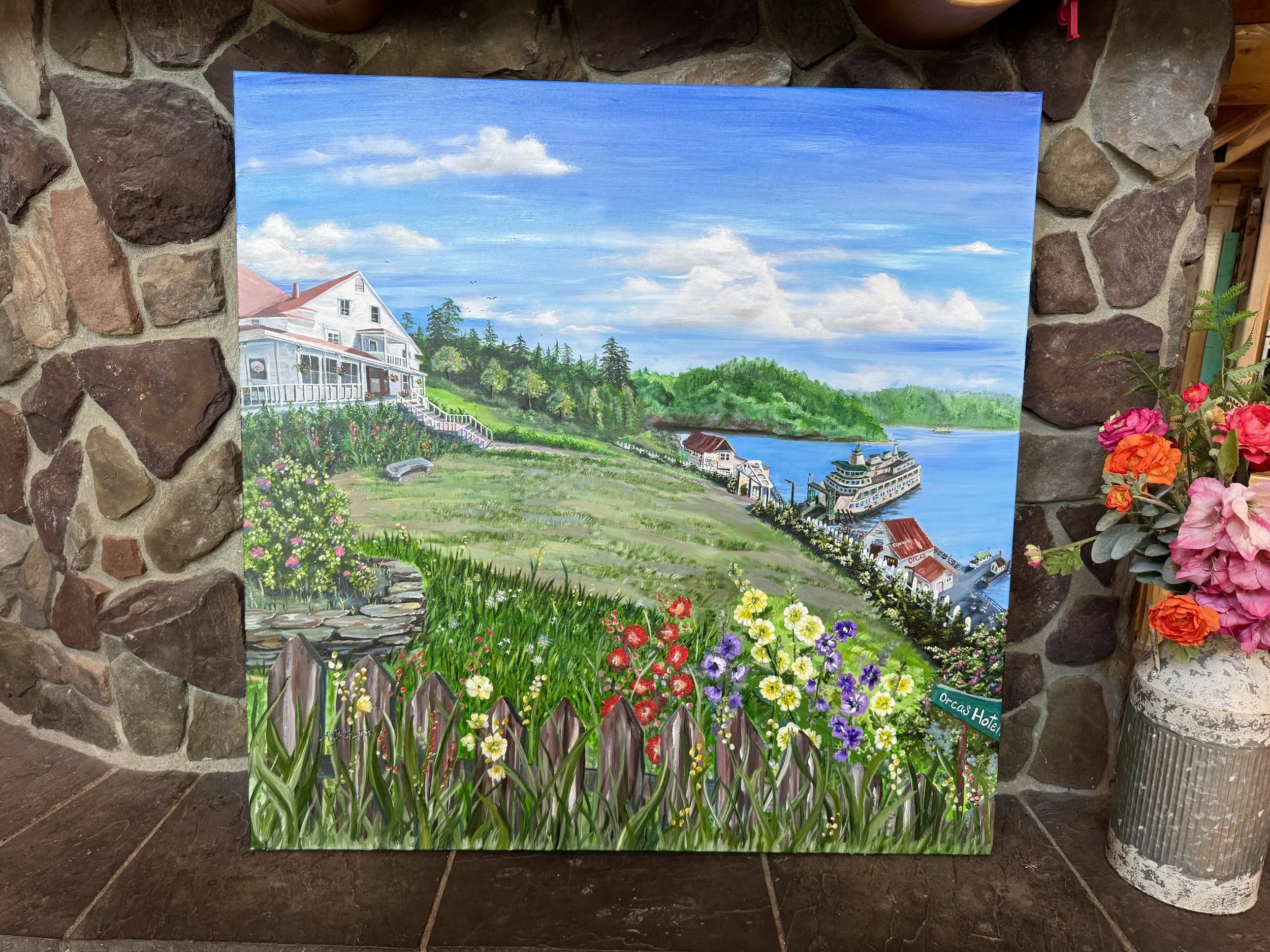 Orcas Hotel, Acrylic 40 x 40