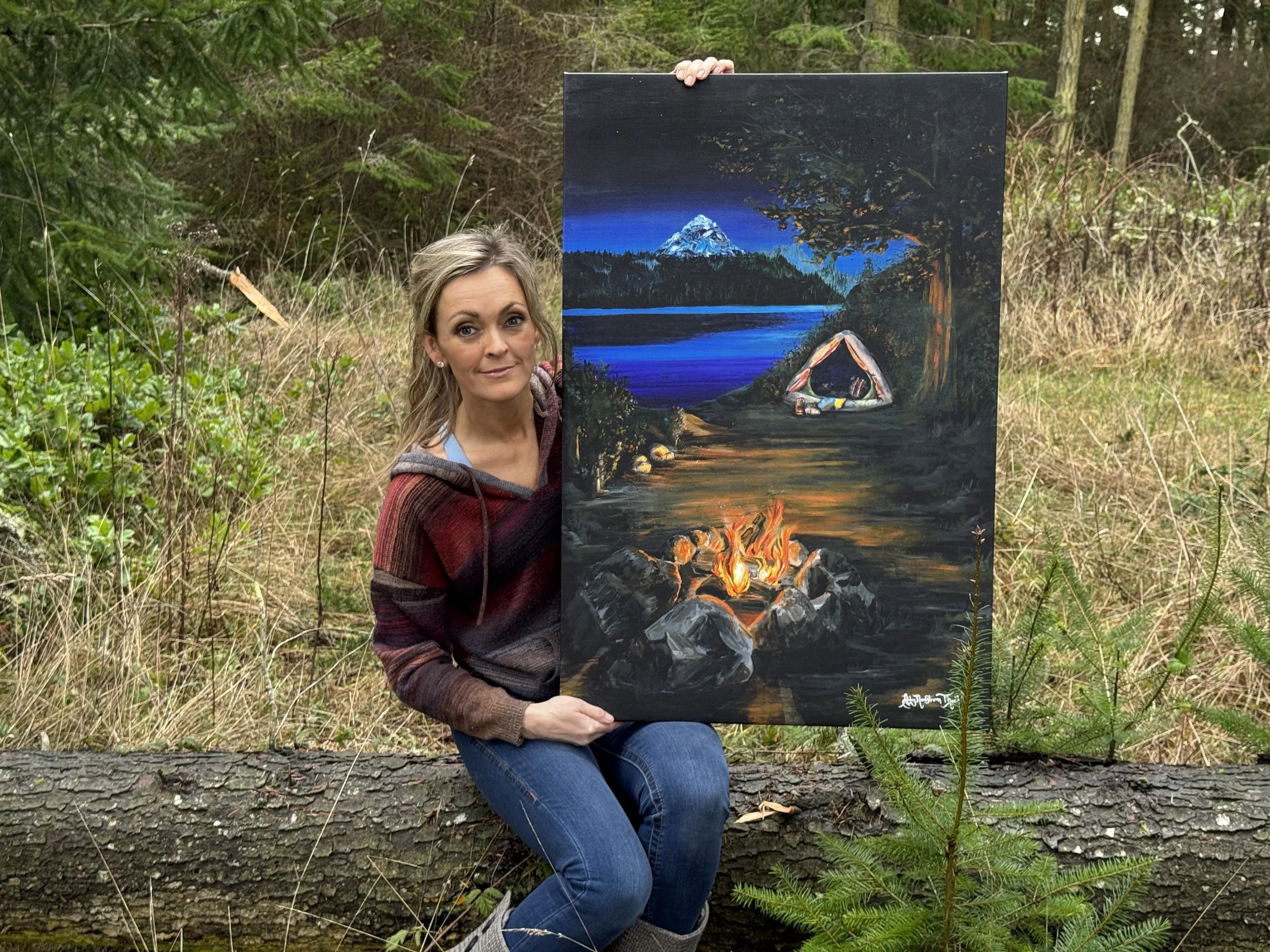 Camping Mt Baker, acrylic 36 x 24