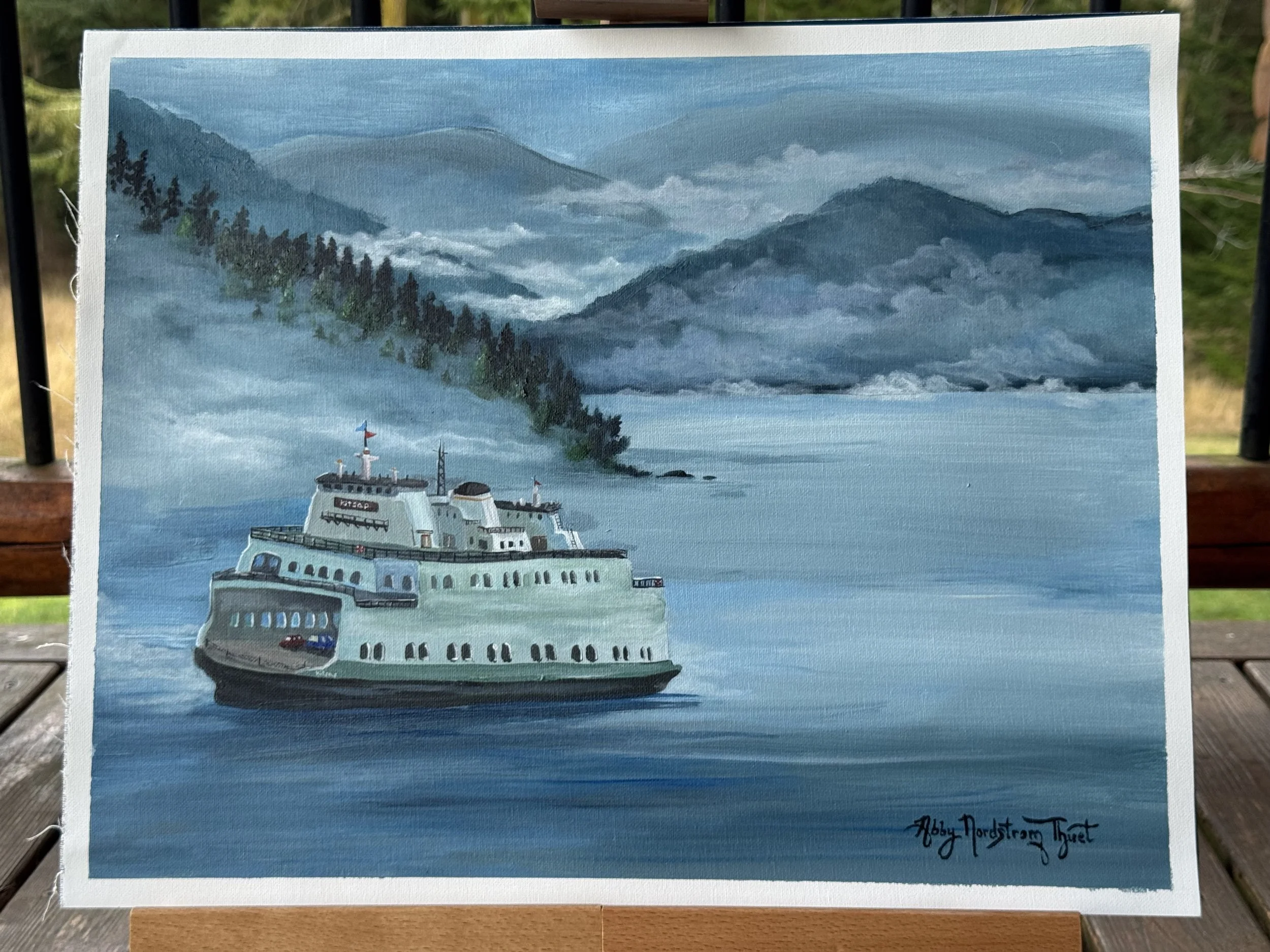 Ferry in the Mist, Acrylic 16 x 20