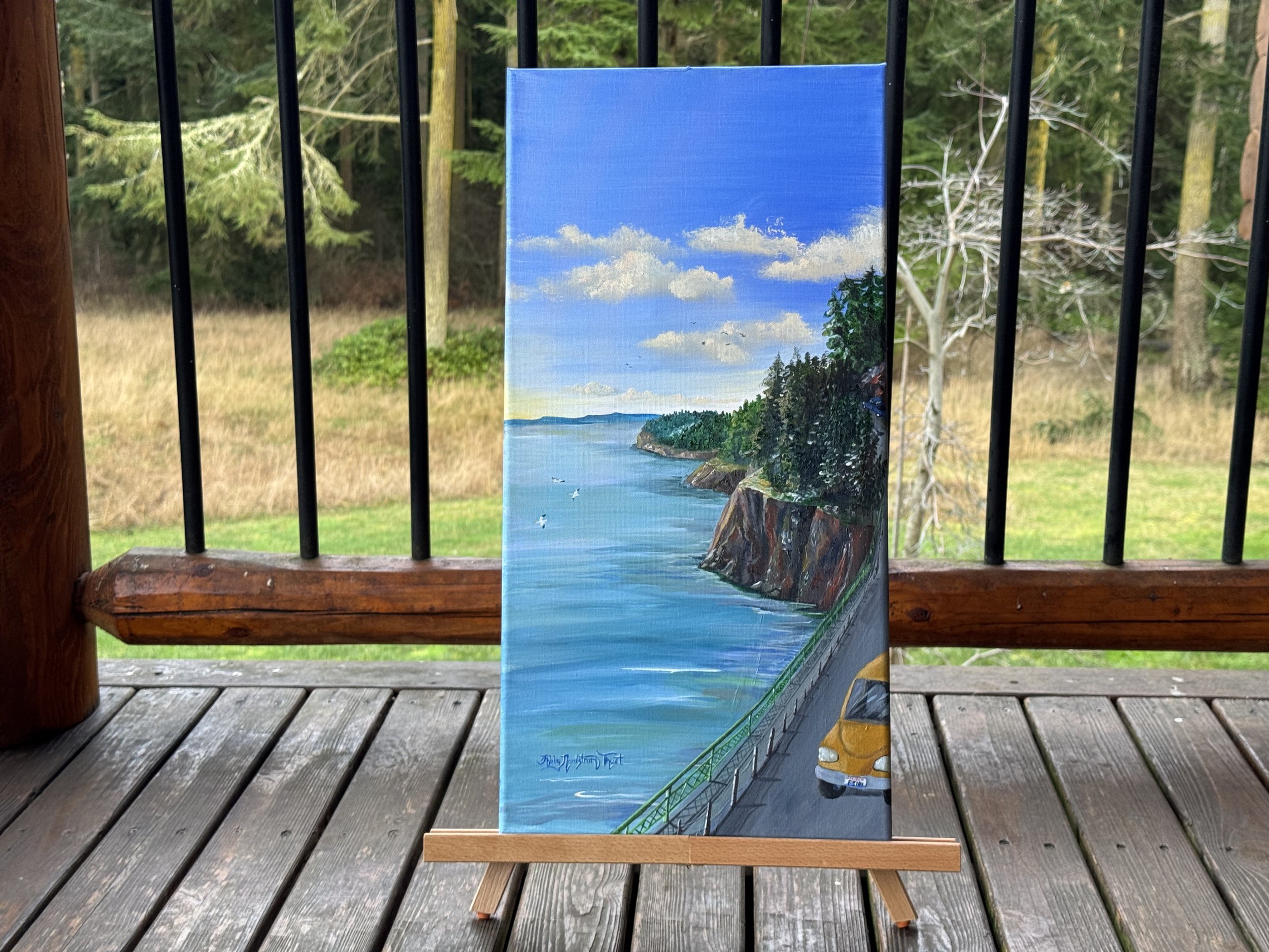 Driving Deception Pass Bridge, Acrylic 12 X 24