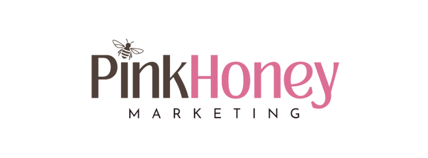 Pink Honey Marketing logo with a bee graphic above the text.