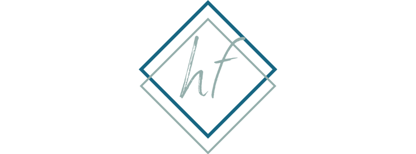A logo with interlocking diamonds and the letters 'hf' in the center.