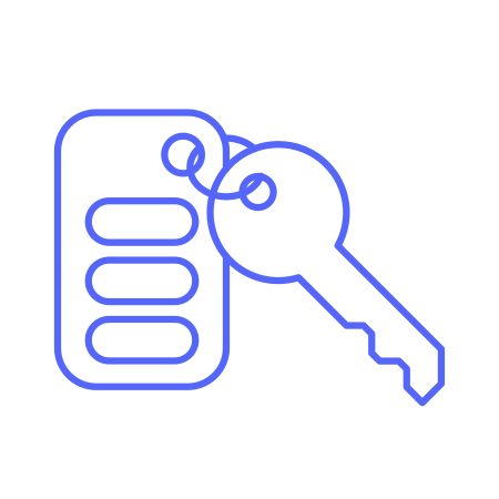 Outline of a key and a key card.