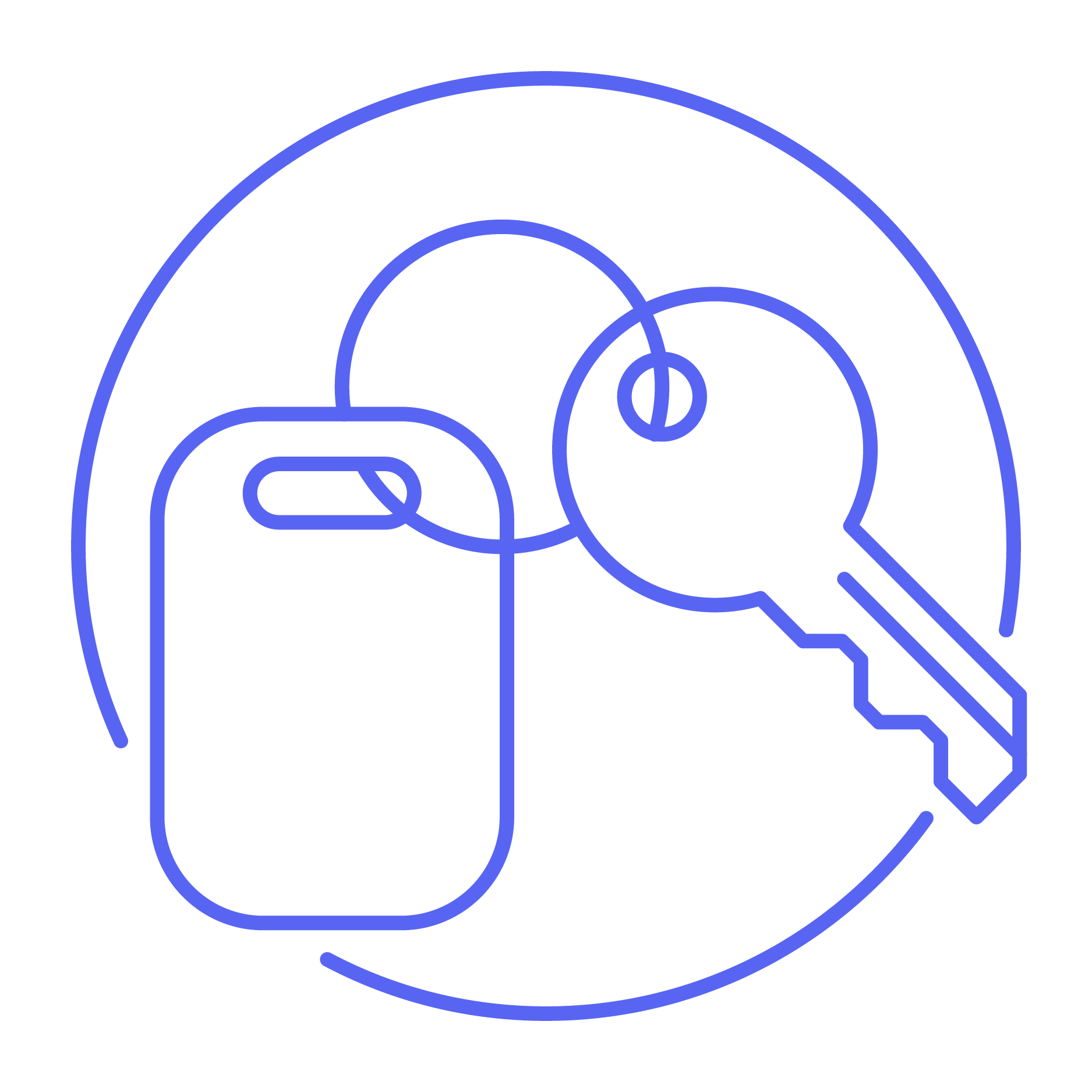 Digital line art of a key and blank id tag