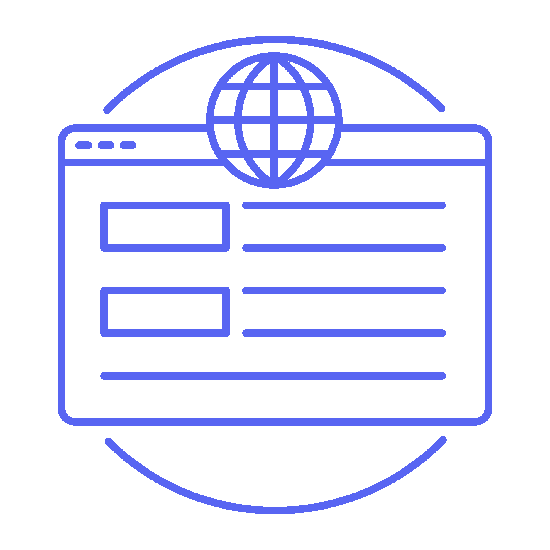 Digital line art of a website browser window