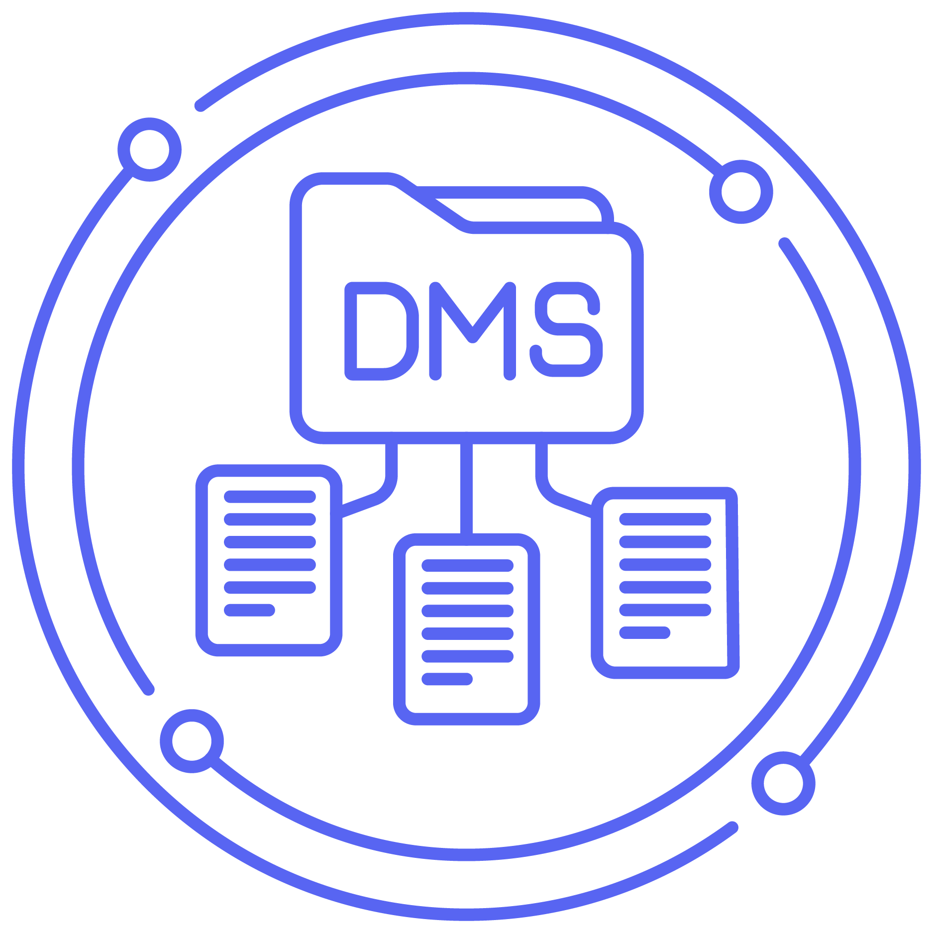 Digital line art representing Dealer Management Service (DMS)