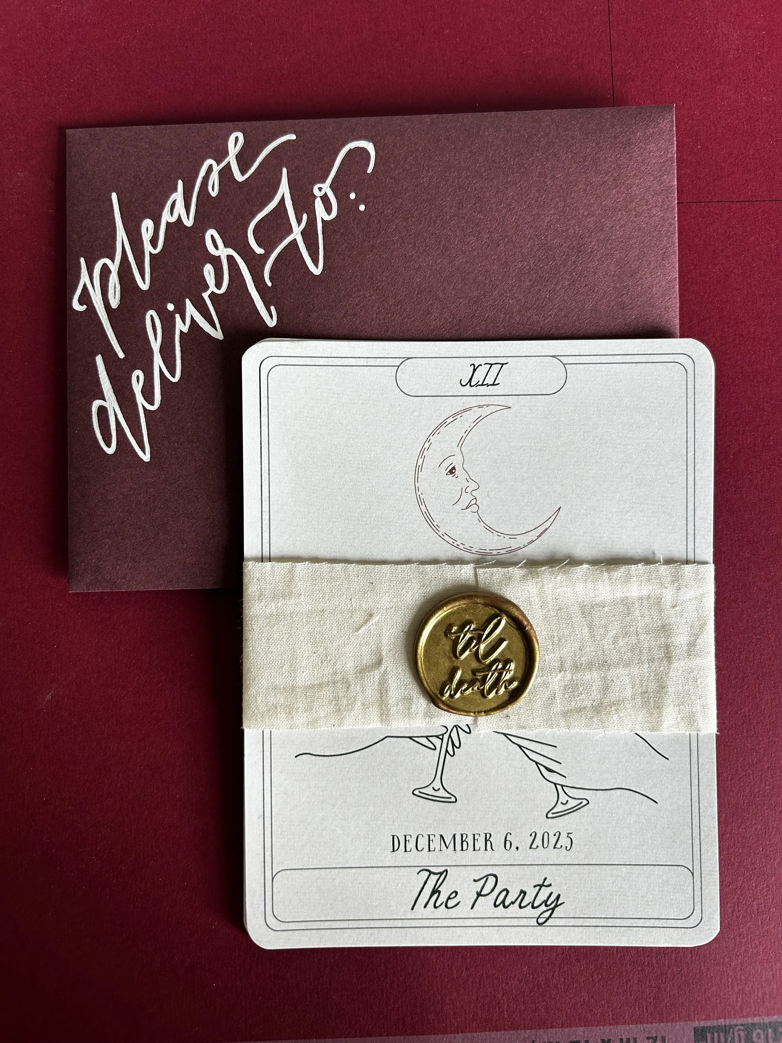 Tarot Wedding Invitation Suite designed, caligraphied, and assembled by myself