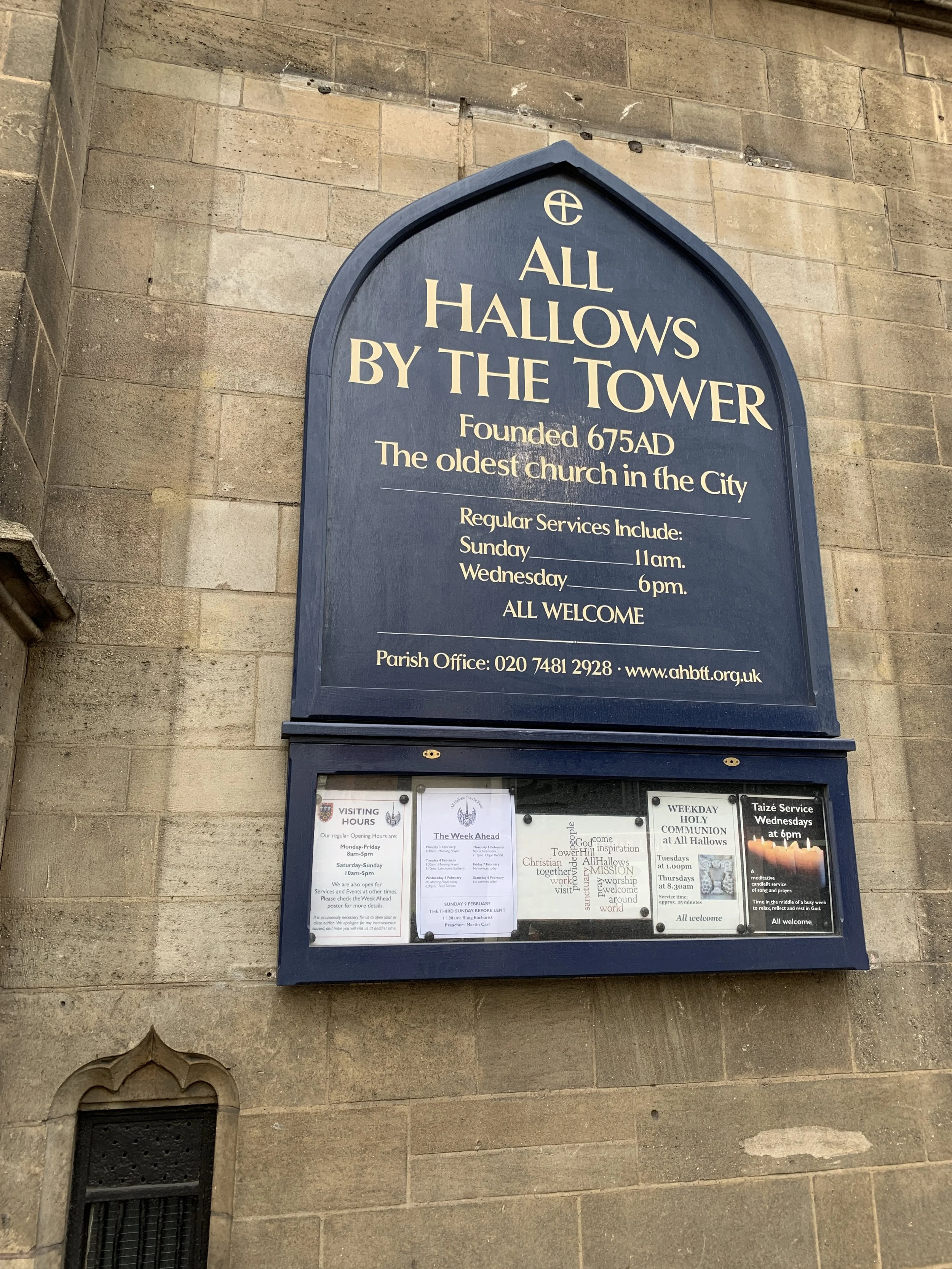 Plaque for All Hallows Church