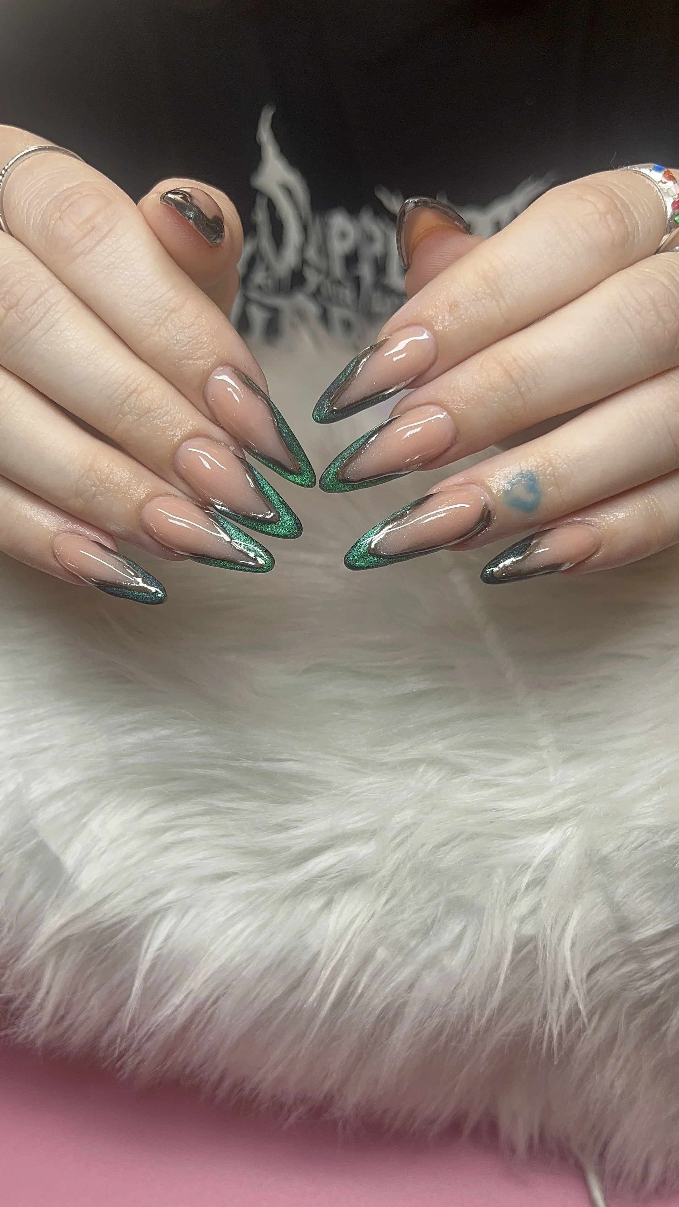 Long Acrylic Almond Nails done by private nail technician in Winnetka