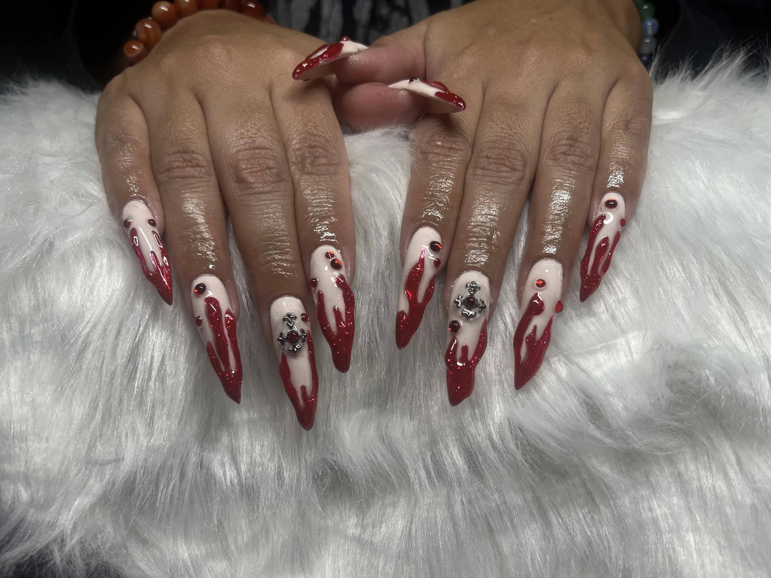 Long Halloween Gel-X extensions by private nail tech in Winnetka, SFV