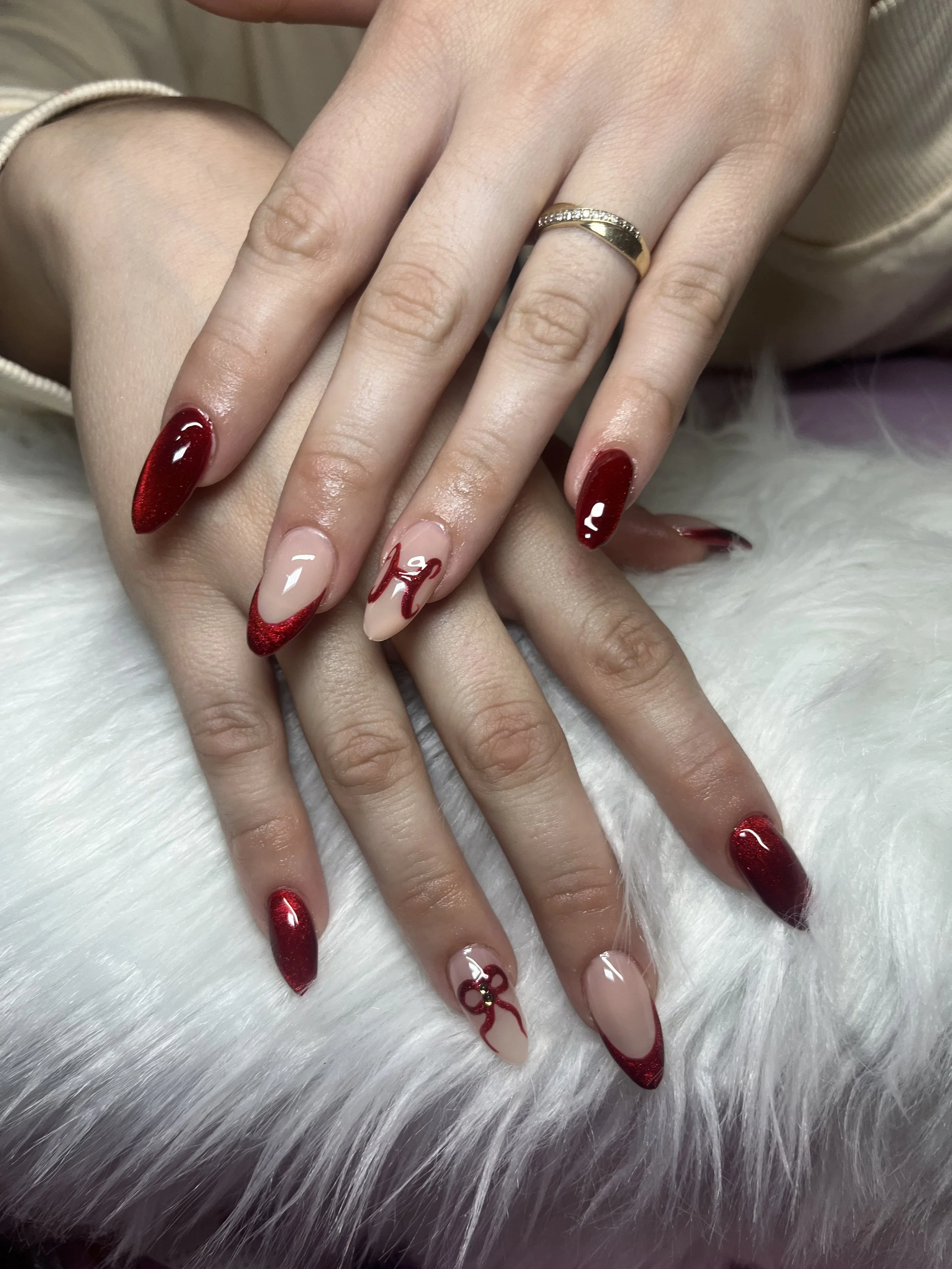 Red Gelx Nails Done by Private Nail Technician in Winnetka