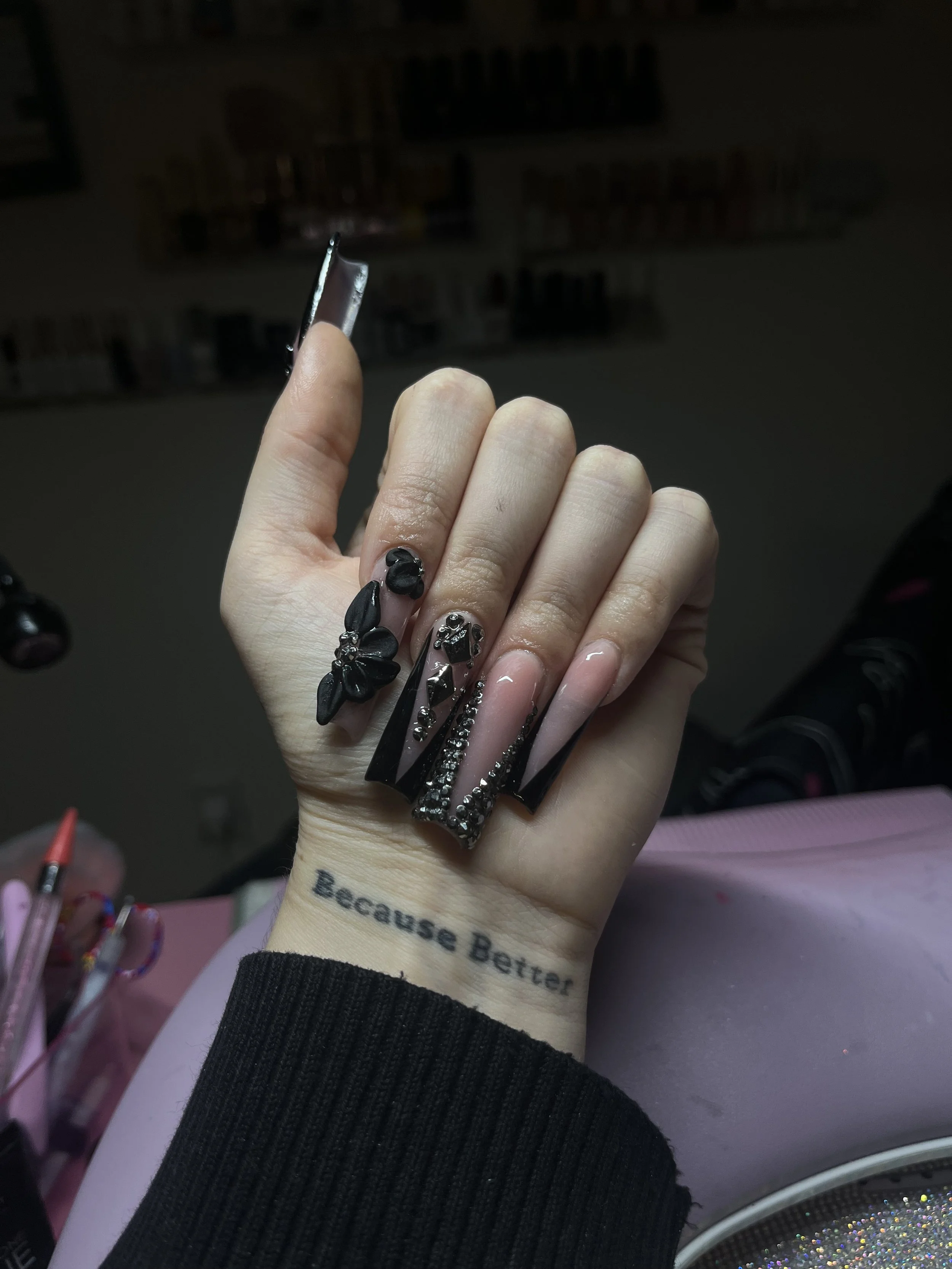 Bling nail design by private nail tech in Winnetka, SFV