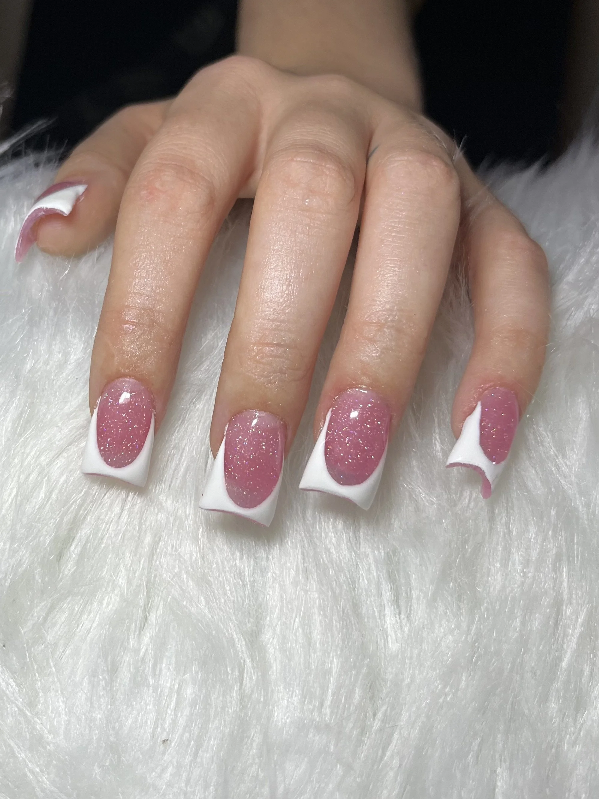 Acrylic duck nails done by private nail tech in winnetka