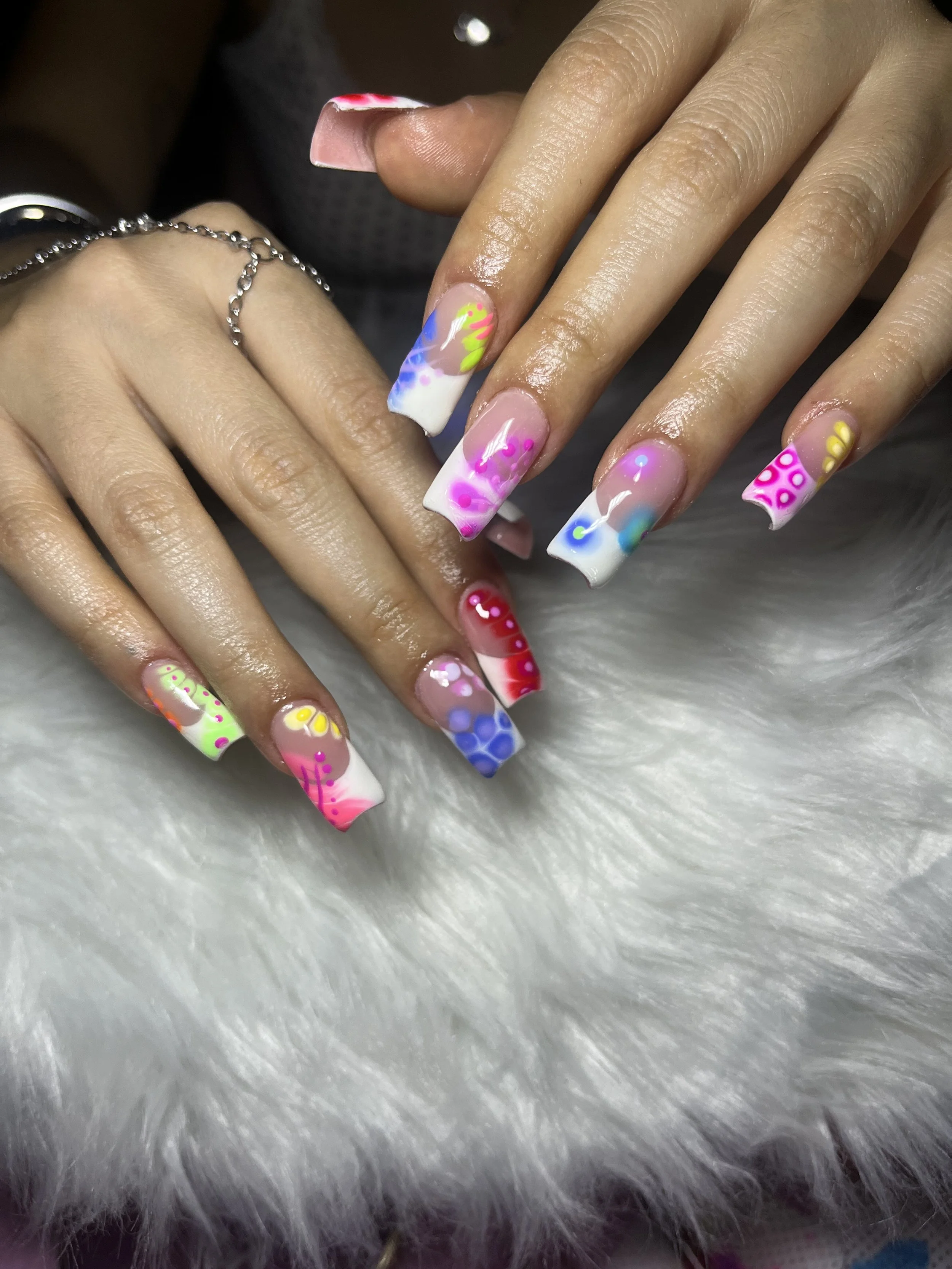 Colorful GelX set done by private nail tech in Winnetka