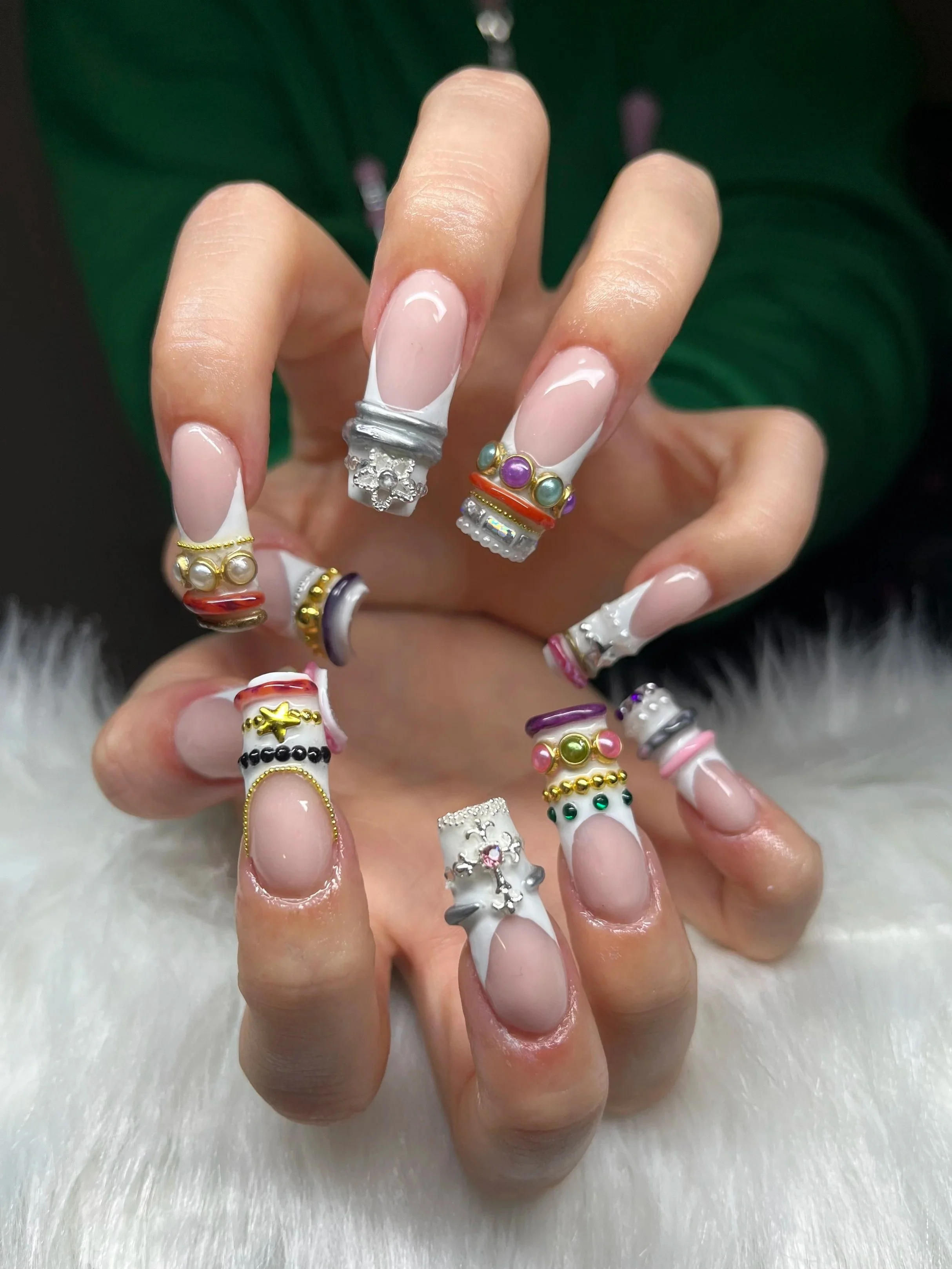 Long acrylic bangle nails done by private nail tech in Winnetka, SFV