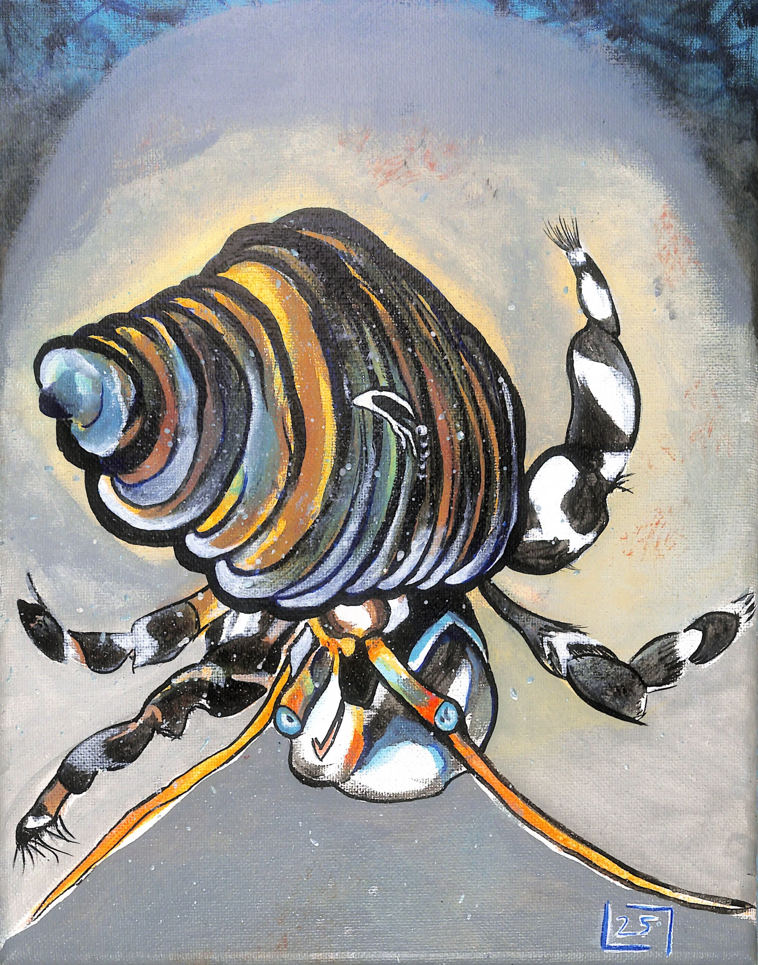 "Da Hermit" Original Hermit Crab Painting Kauai 2025
