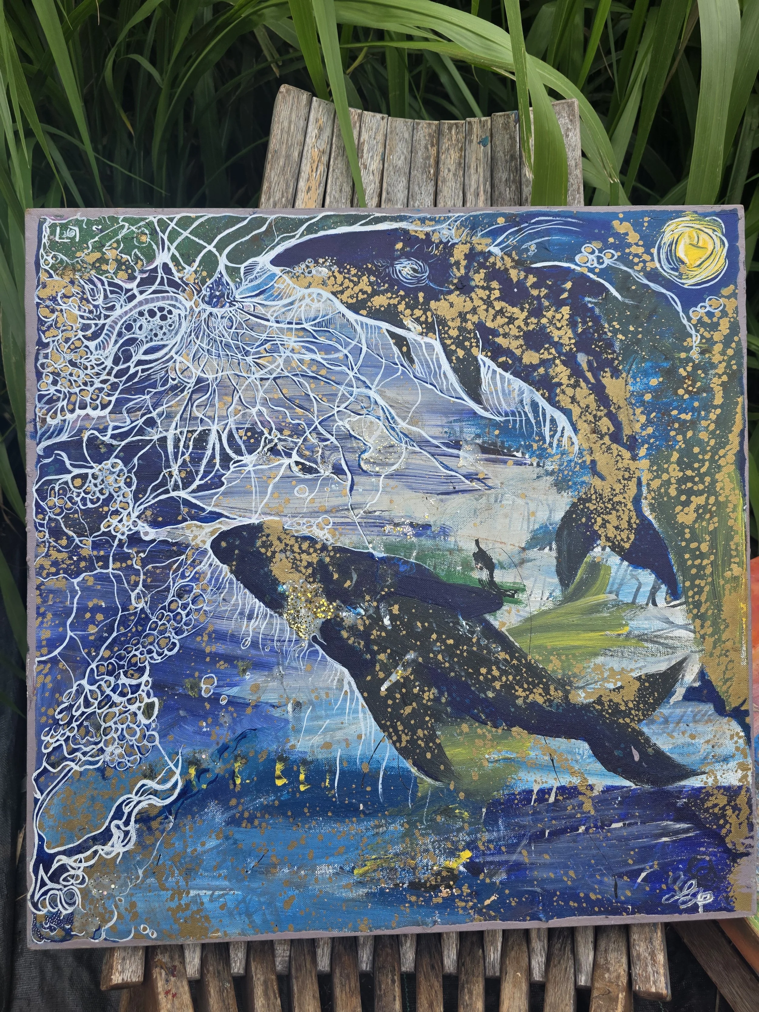 Lapis Whales 24 x 24