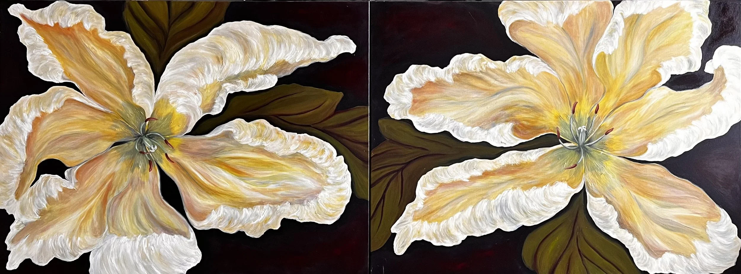 "Double Bloom" - Diptych (36 x 96)