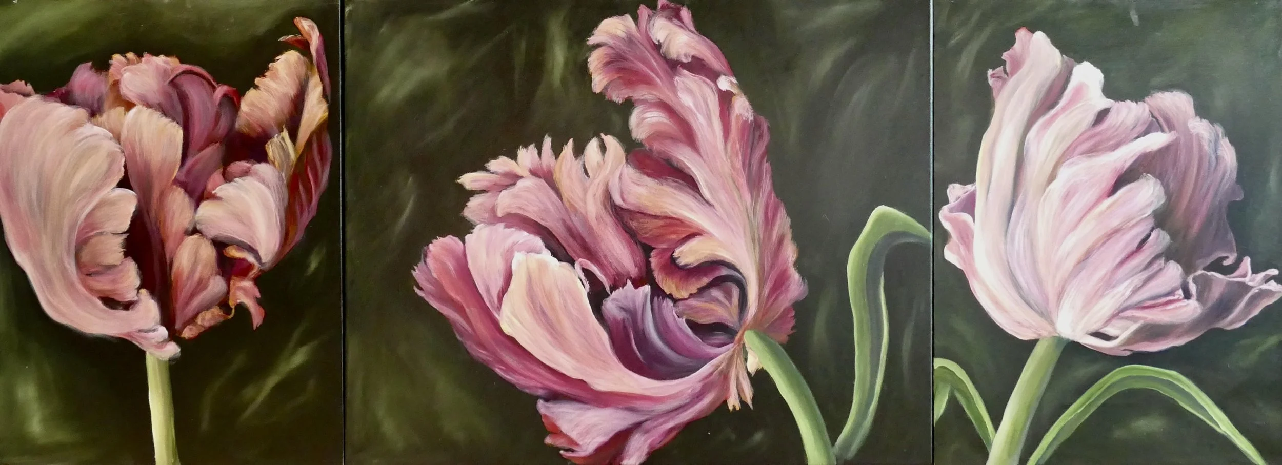 "Blush Trio" - Triptych (24 x 66)