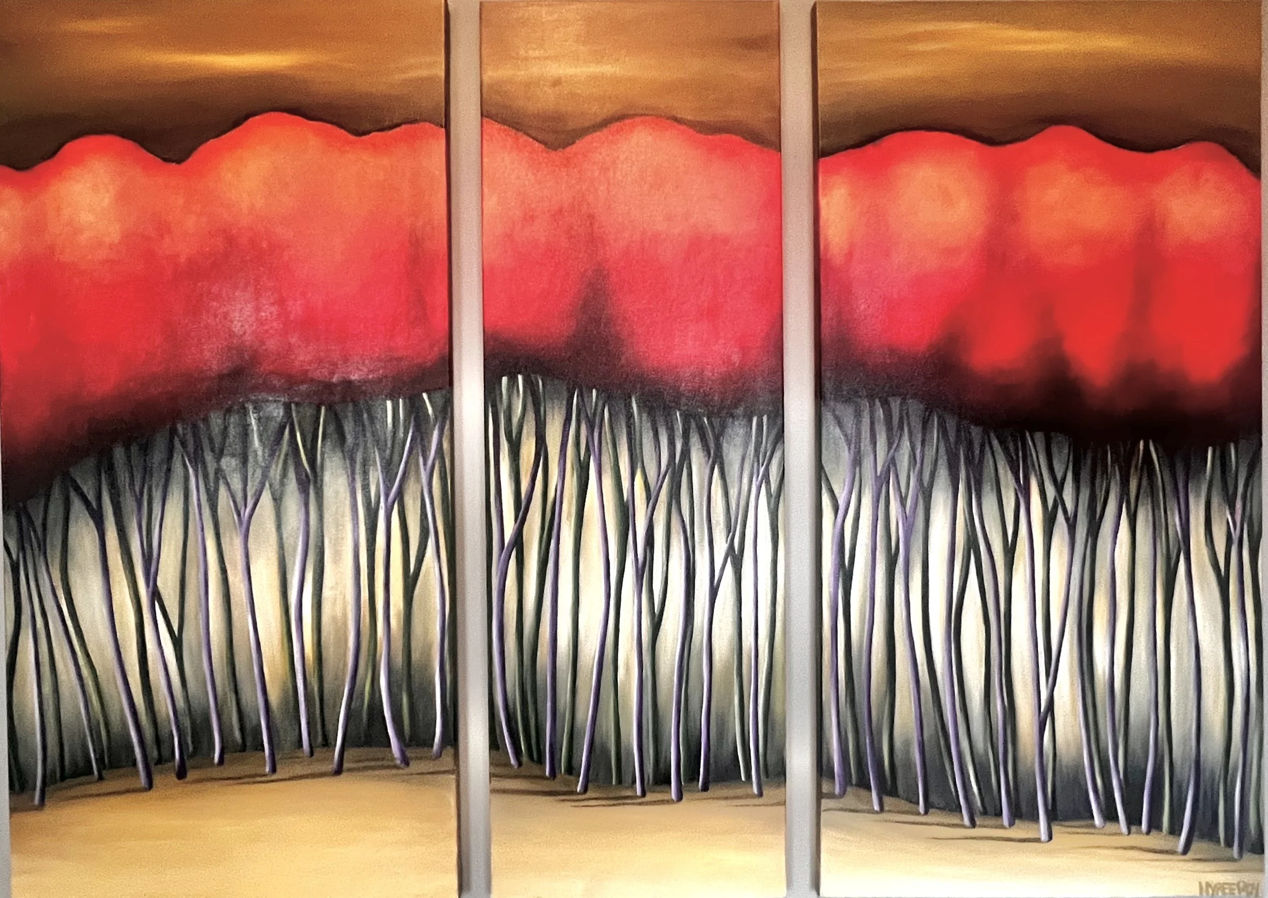 “Crimson Canopy”  - Triptych (36 x 48)