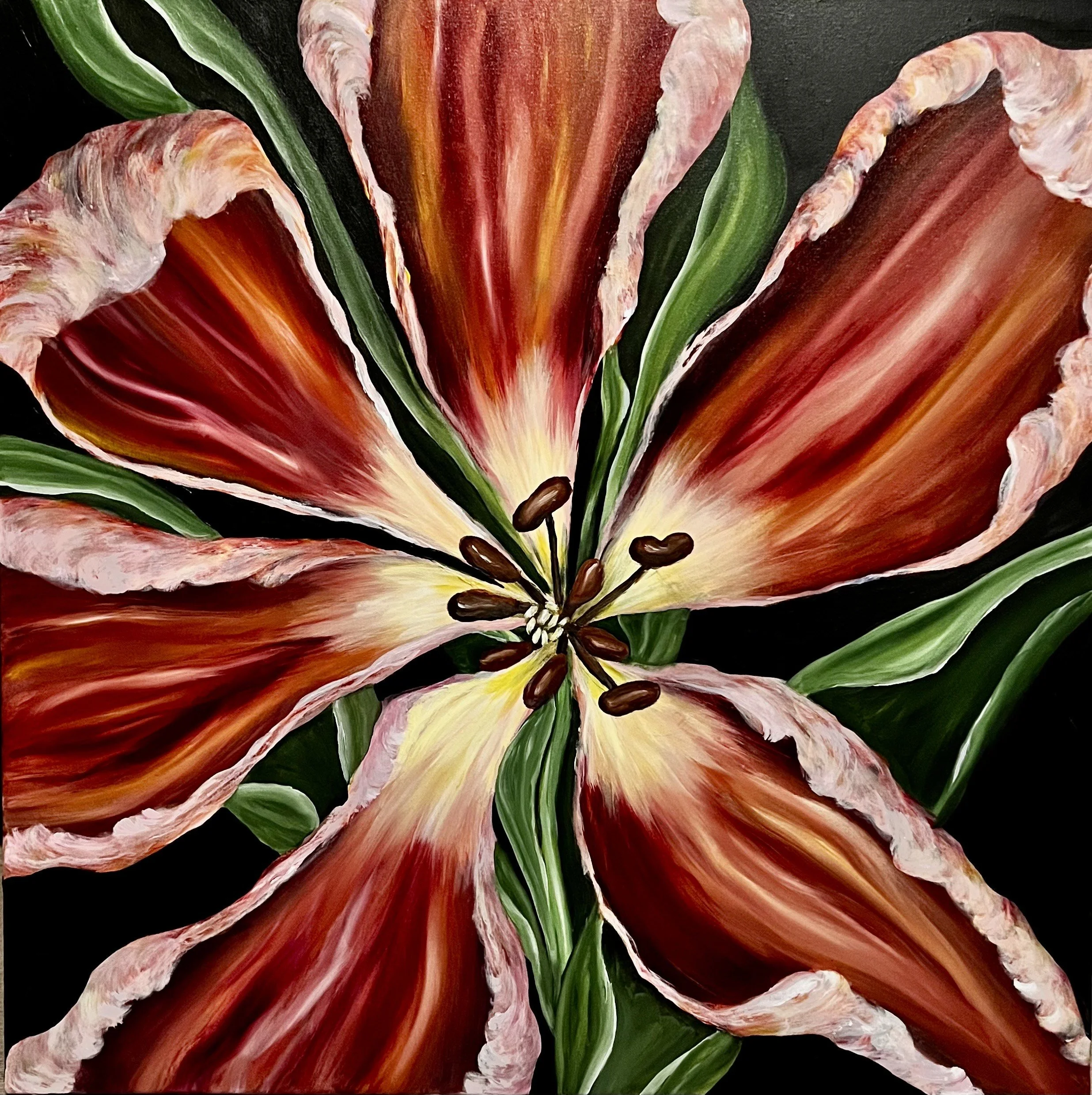 "Unfolding Flame" (30 x 30)