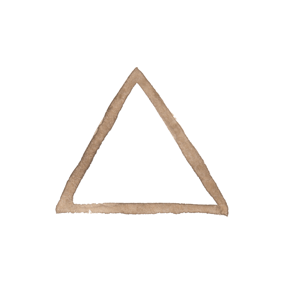 A triangular chip with a rough edge and an inner reflective surface that shows colorful reflections.