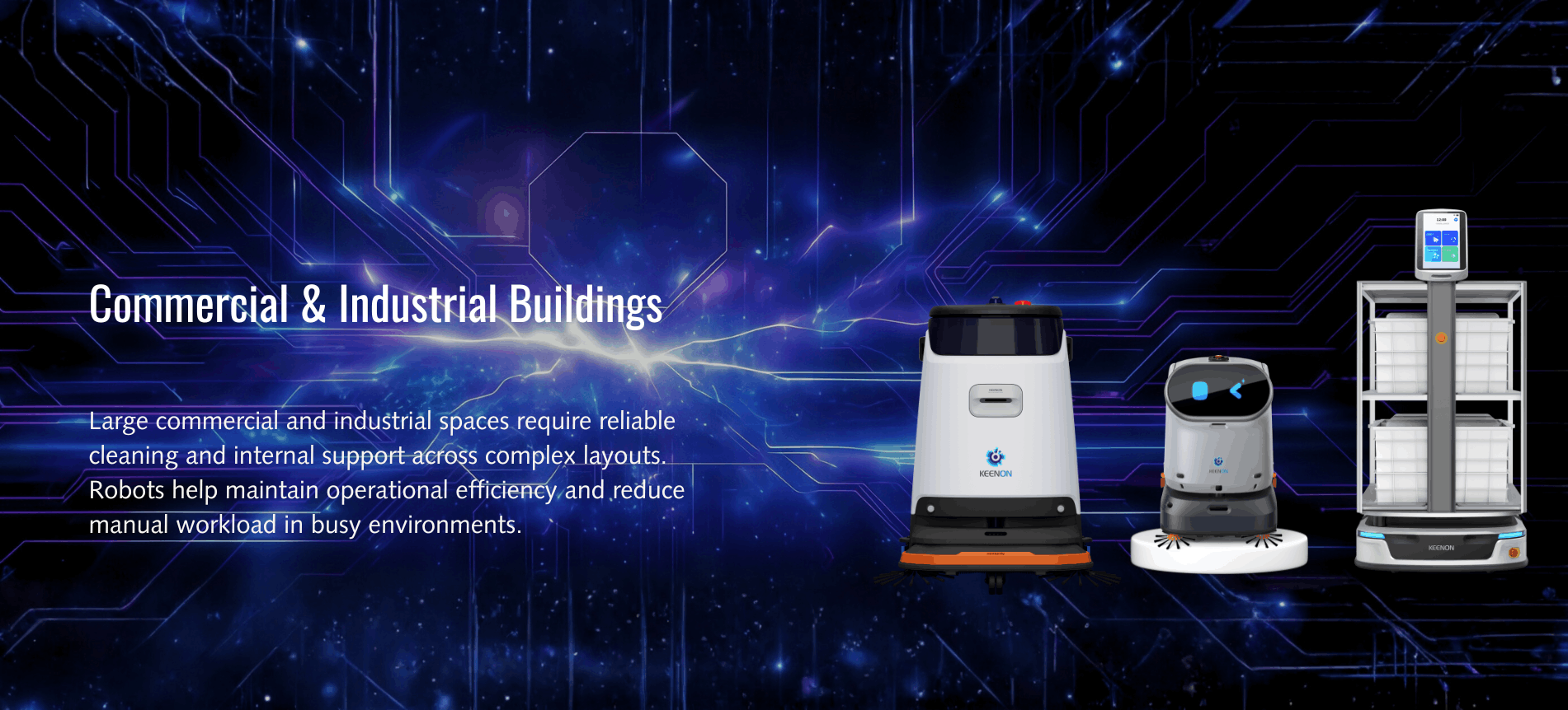 Autonomous robots supporting cleaning and logistics in commercial and industrial buildings