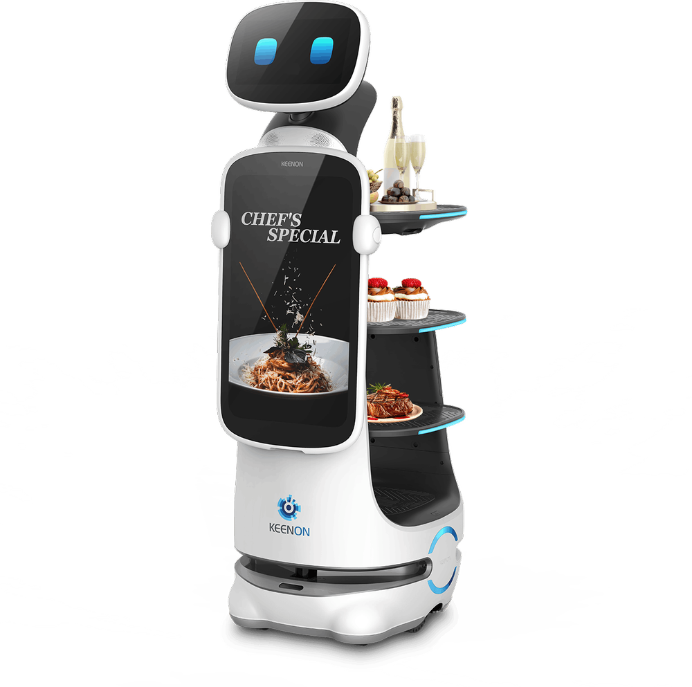 RouteRunner T10 delivery robot with marketing screen