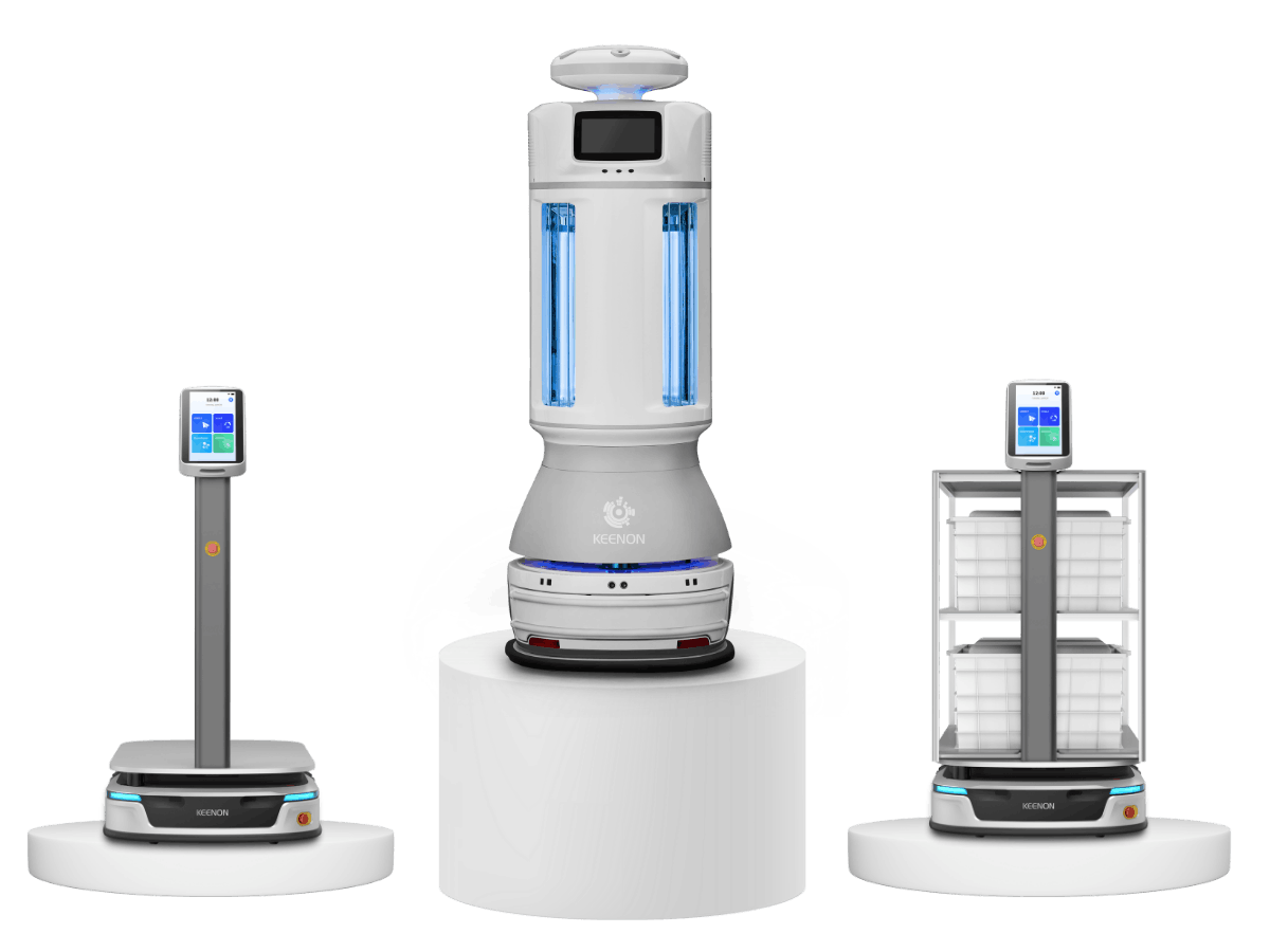Specialty autonomous robots for disinfection, transport, and outdoor maintenance