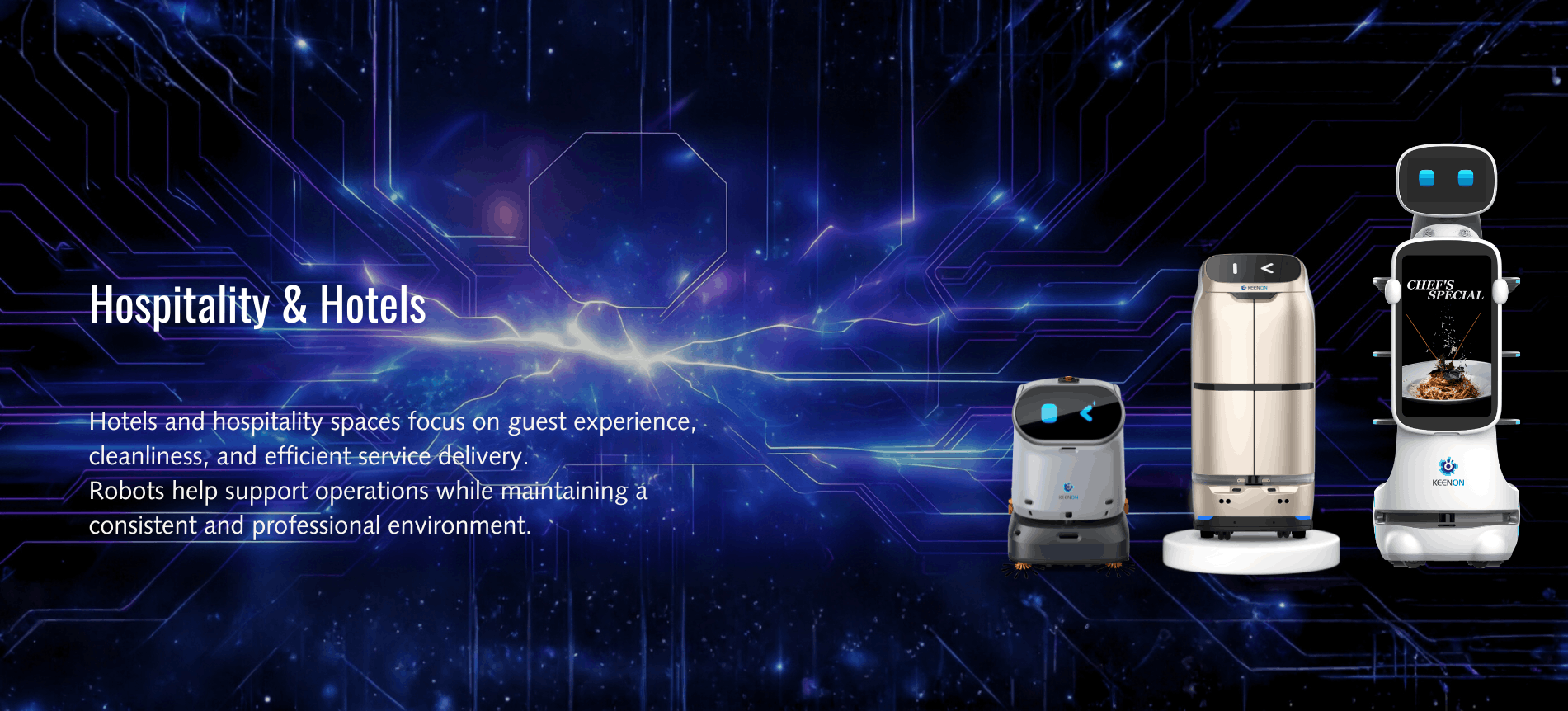 Autonomous robots supporting guest service and cleanliness in hotels and hospitality spaces