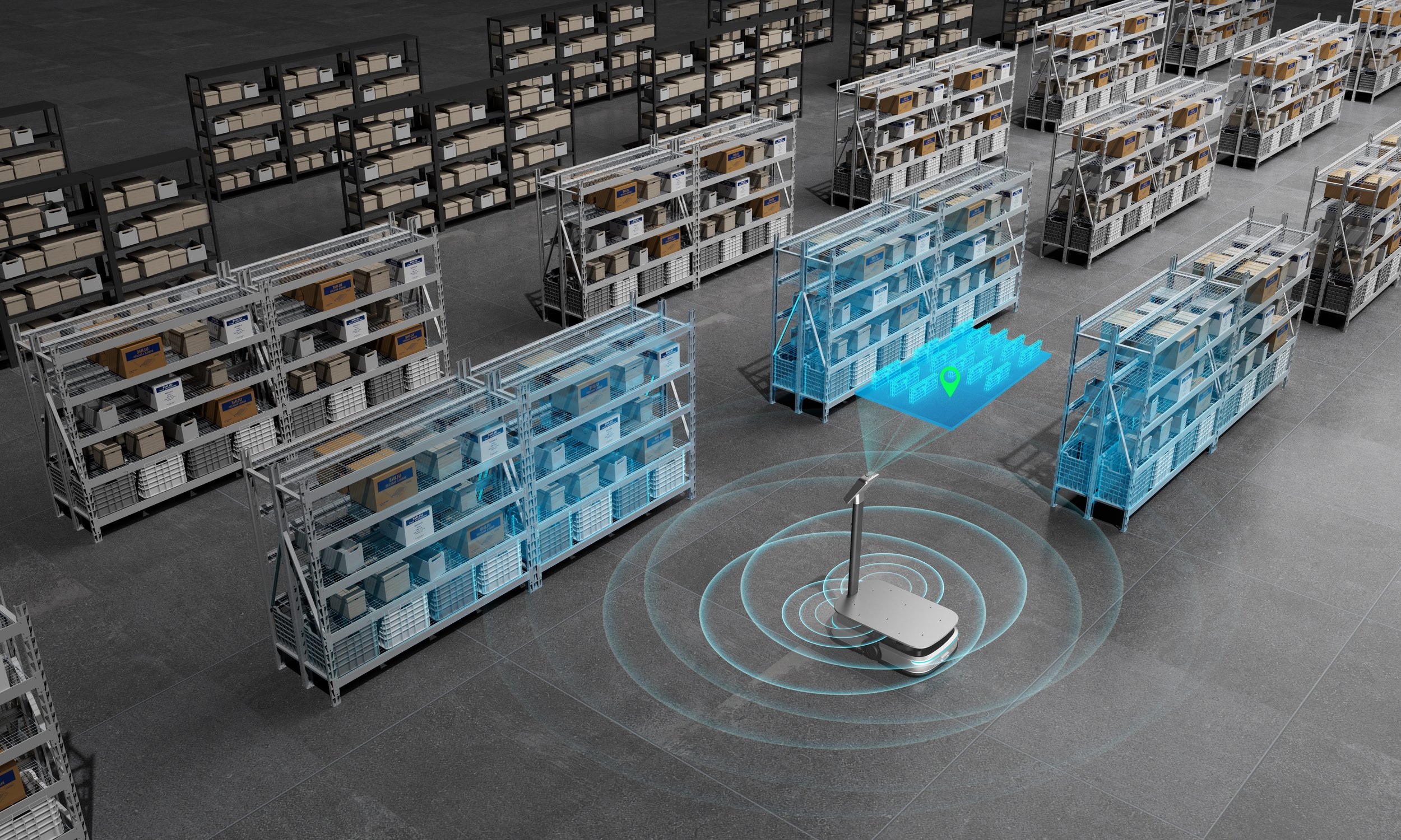 Industrial transport robots for warehouses and factories