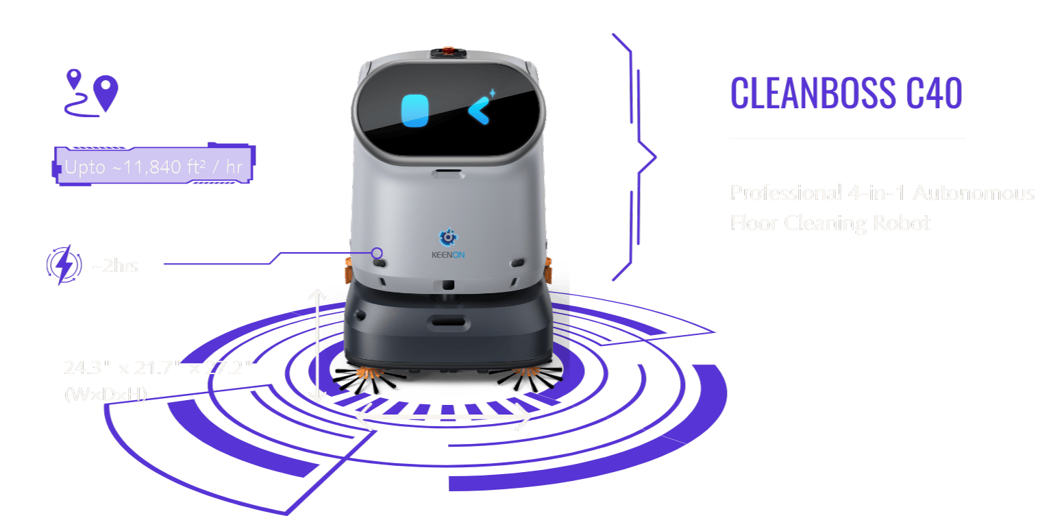 CLEANBOSS C40 autonomous 4-in-1 cleaning robot for small to medium commercial spaces