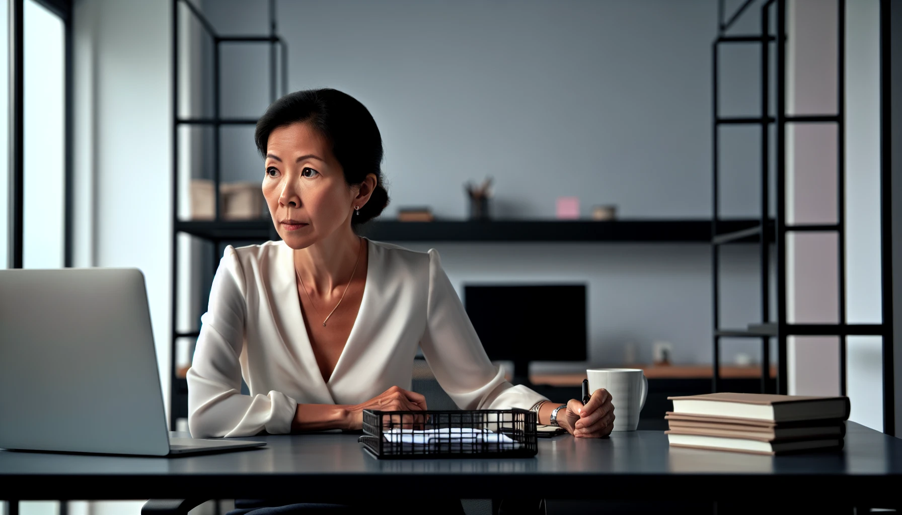 Focused business owner prioritizing tasks