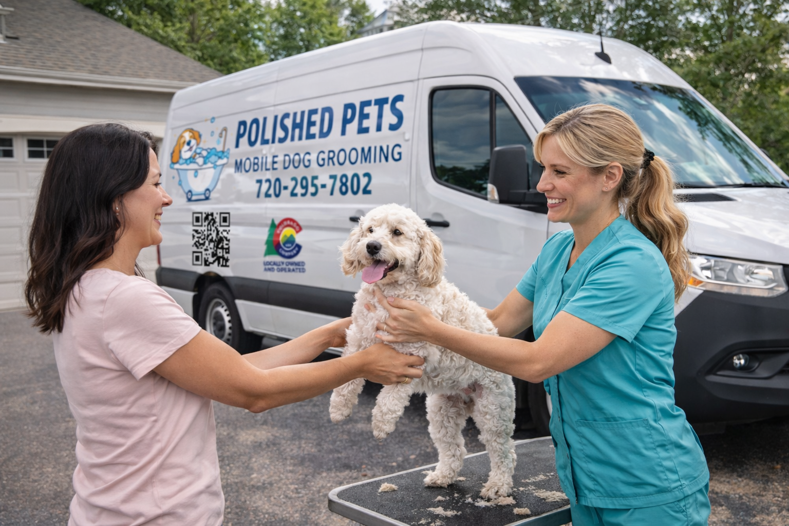 Poodle Grooming Session Mobile Van